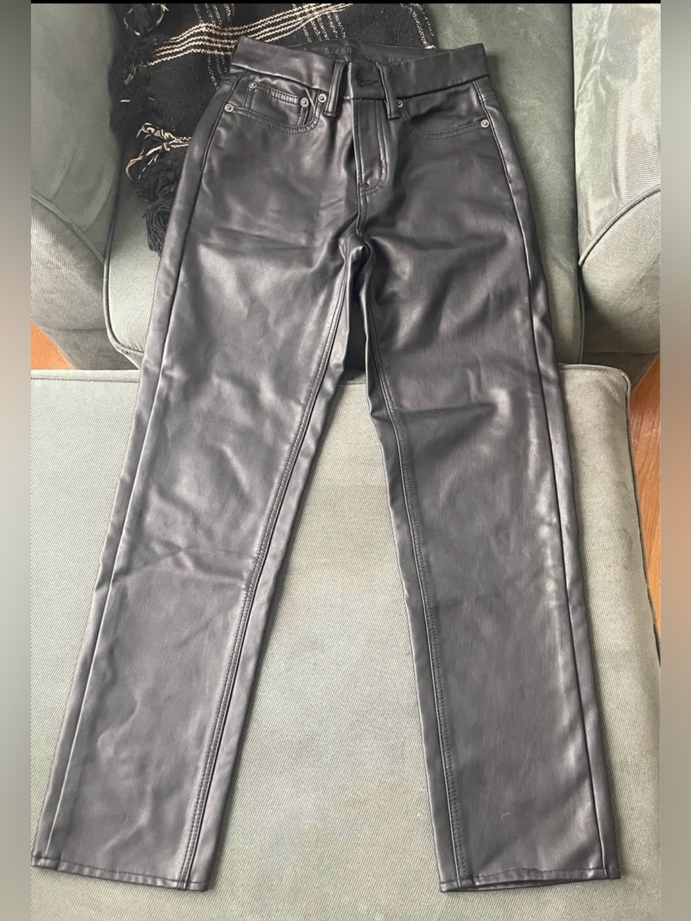 American Eagle Outfitters Black Faux Leather Straight Leg Pants